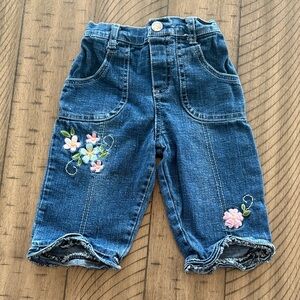 Floral Embroidered Kids Denim Shorts